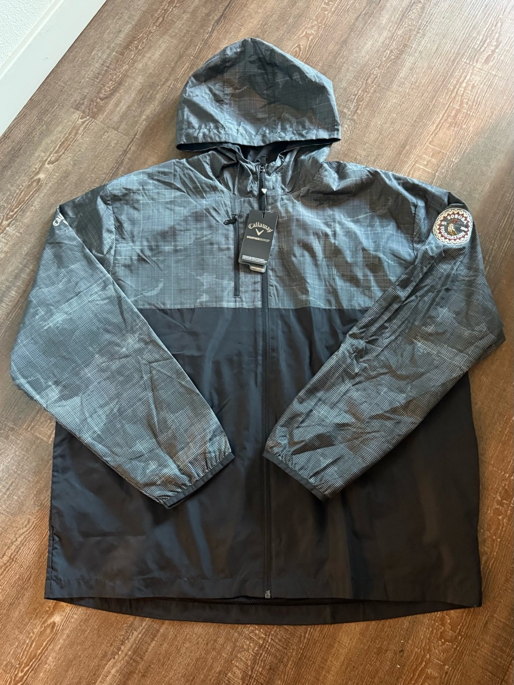 Callaway Men’s Hooded Windbreaker Jacket - Black & Gray